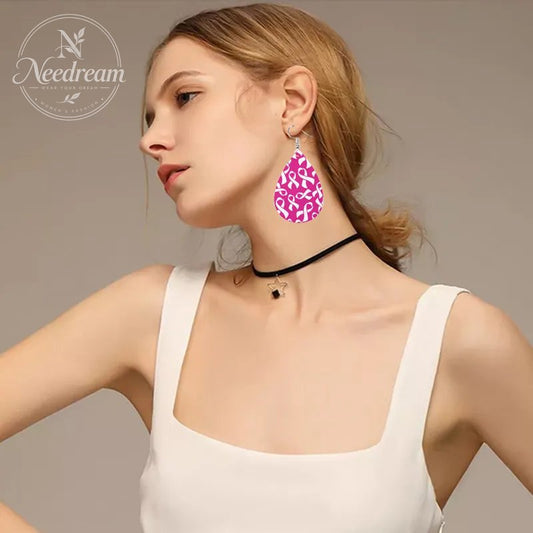 Caring For AIDS Pink Water Drop Earrings