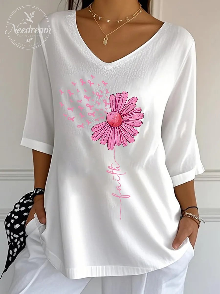 Women's Breast Cancer Faith Wrinkle Top