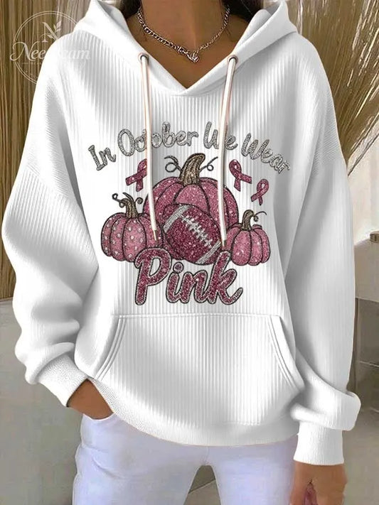 Women's October We Wear Pink Printed Casual Sweatshirt