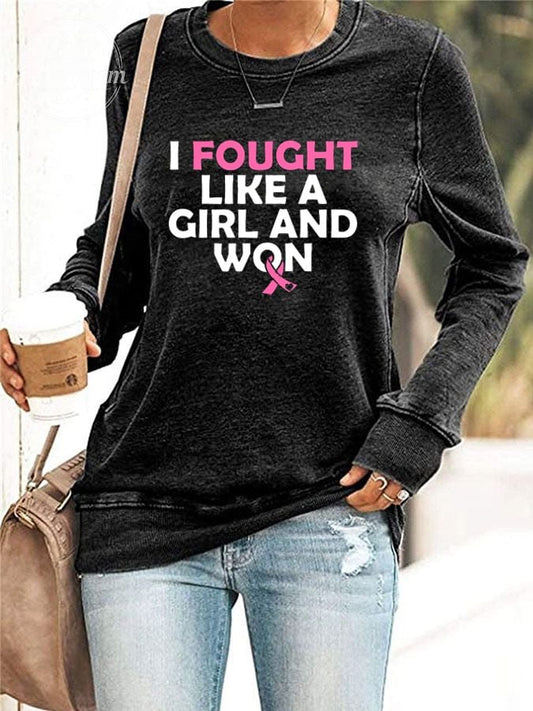 Women's Breast Cancer Survivor Printed Long Sleeve Sweatshirt