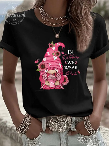 Women's In October We Wear Pink Pattern 100% Cotton  T-Shirt