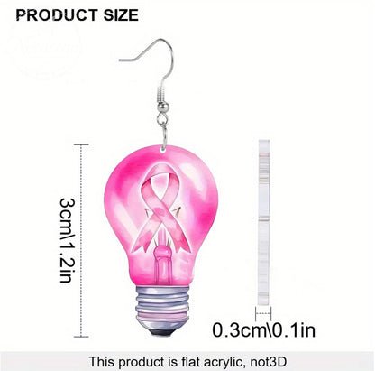 Pink Ribbon Light Bulb Earrings