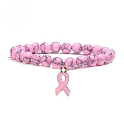 Pink Chalcedony Cat Eye Stone Bead Bracelet