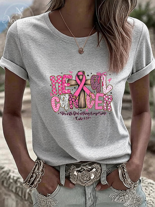 Women'S Heal Cancer Casual Round Neck T-Shirt