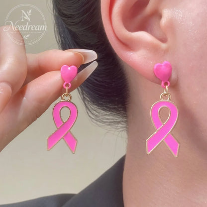 Pink Bow Ribbon Earrings