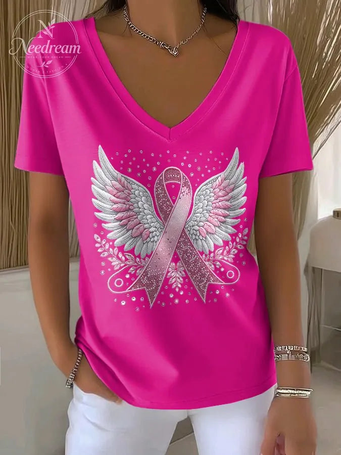 Women's Casual Pink Wings T-Shirt