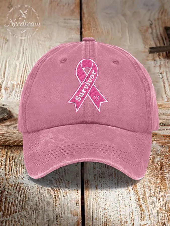 Unisex Breast Cancer Awareness Survivor Pink Ribbon Print Hat