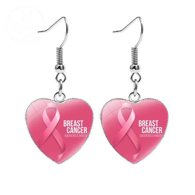 AIDS Breast Prevention Badge Earrings