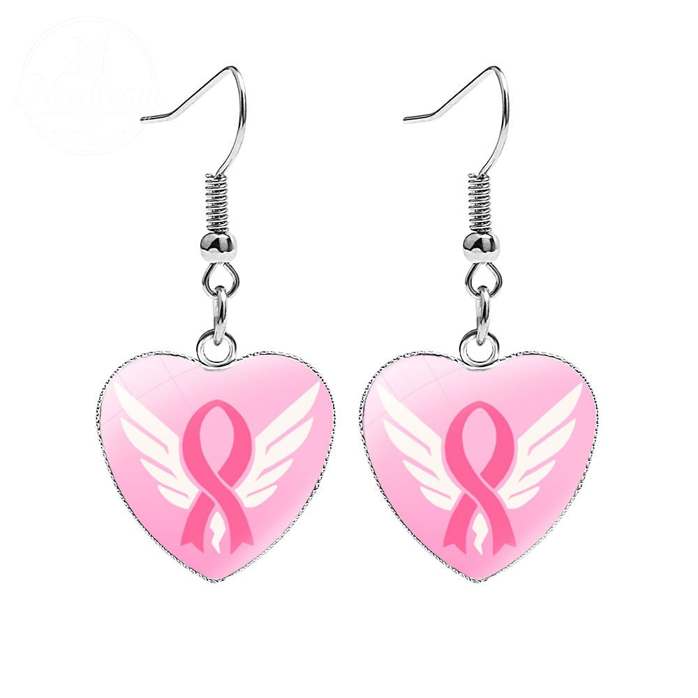 AIDS Breast Prevention Badge Earrings