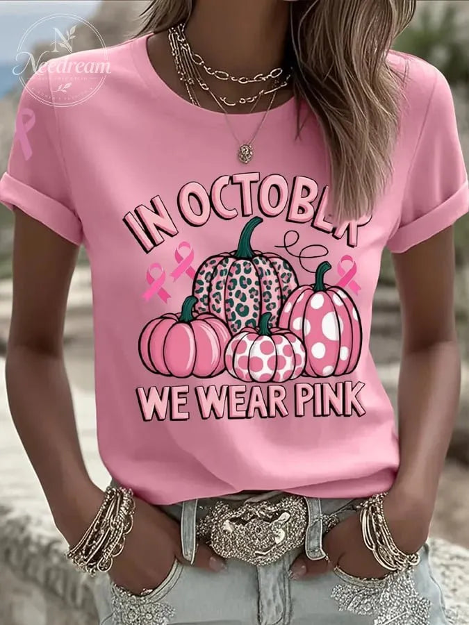 Women's Casual October we wear pink  T-Shirt