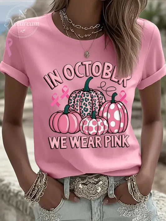 Women's Casual October we wear pink  T-Shirt