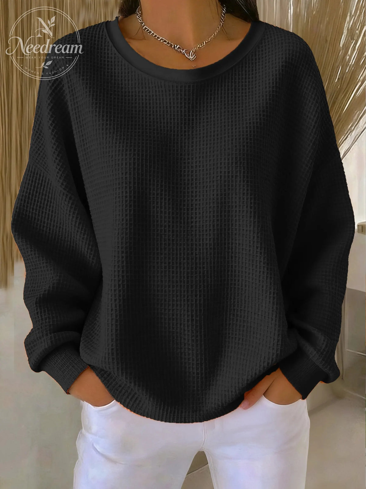 Women's casual waffle multi-color autumn and winter sweatshirt