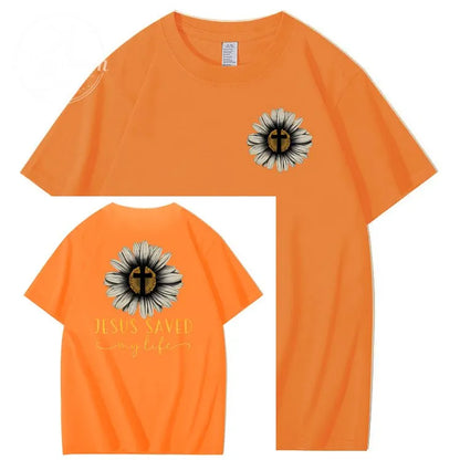 Jesus Saves My Life Pattern100% Cotton T-Shirt