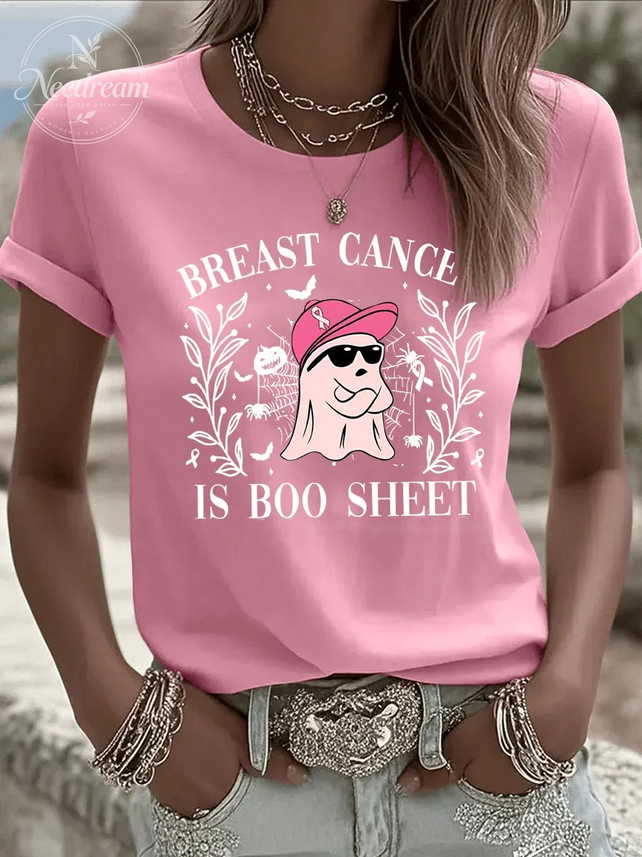 Women'S  Breast Cancer Is Boo Sheet  Pattern Print Casual T-Shirt
