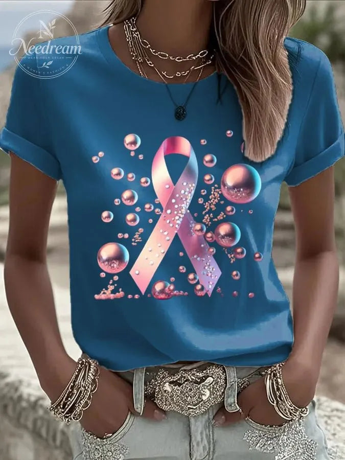 Women's  Breast Cancer Print T-Shirt