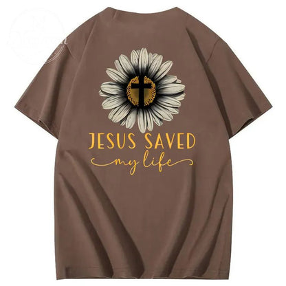 Jesus Saves My Life Pattern100% Cotton T-Shirt