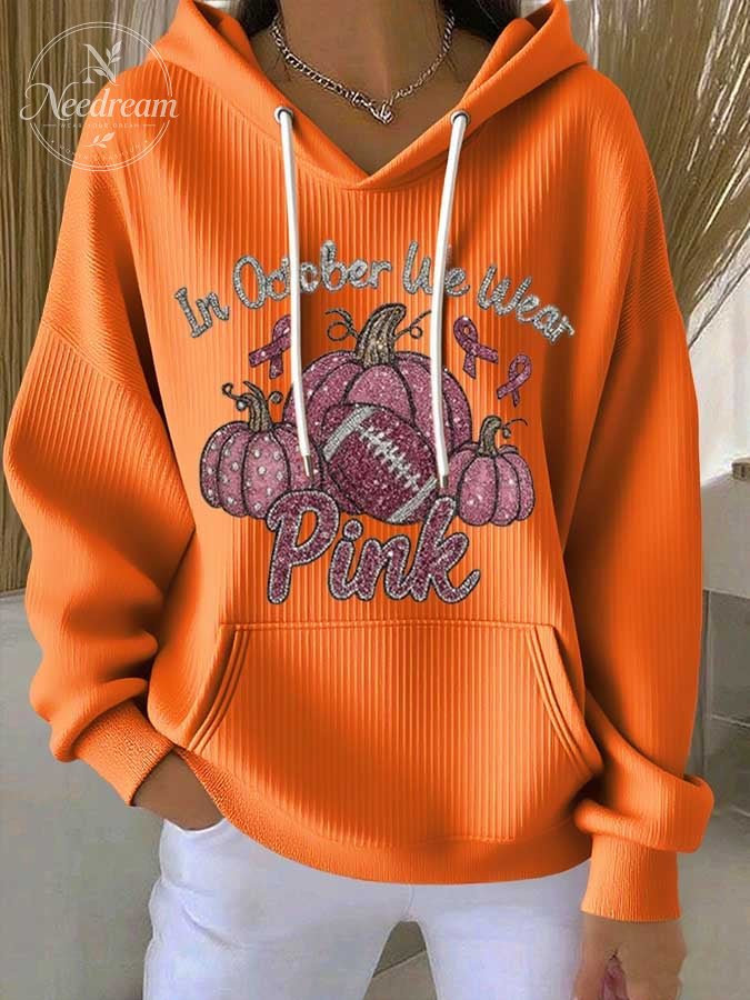 Women's October We Wear Pink Printed Casual Sweatshirt