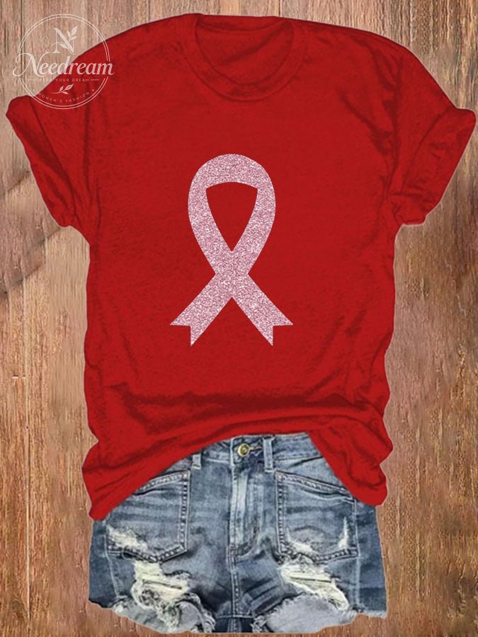 Women's Breast Cancer Awareness Print T-Shirt