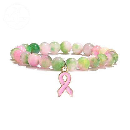 Pink Chalcedony Cat Eye Stone Bead Bracelet