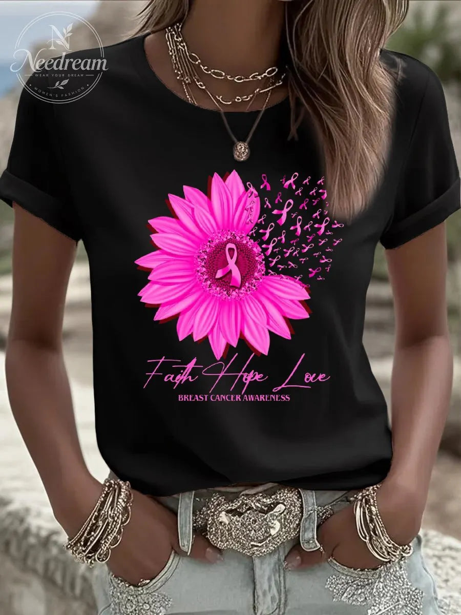 Women's Breast Cancer Faith Hope Lovr T-Shirt