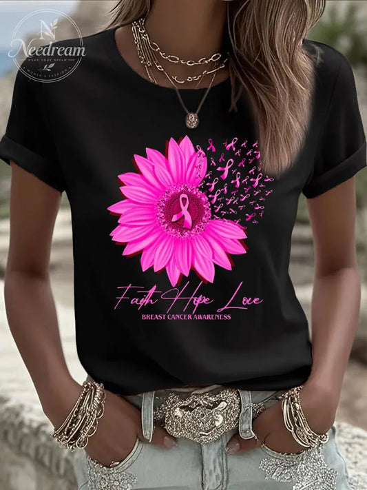Women's Breast Cancer Faith Hope Lovr T-Shirt