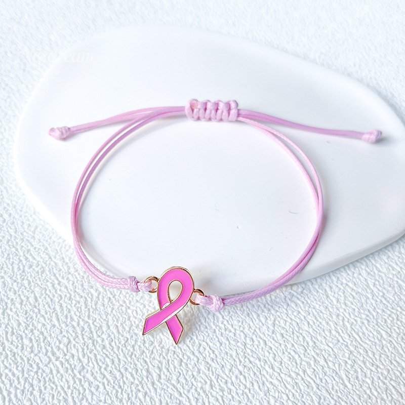 Bracelet Care For Women's Health Love Milk Day Hand Woven Hand Rope Pink Ribbon Bracelet