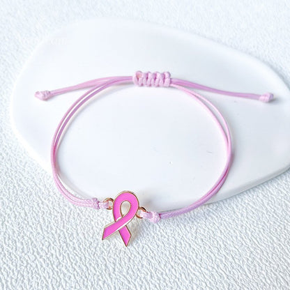 Bracelet Care For Women's Health Love Milk Day Hand Woven Hand Rope Pink Ribbon Bracelet