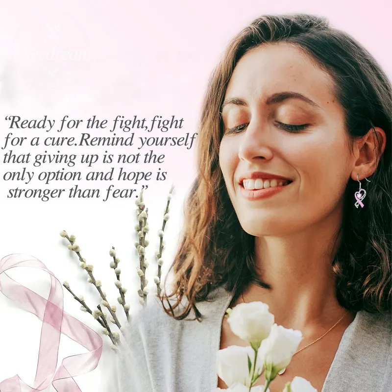 Pink Heart-Shaped Ribbon Shaped Diamond Studded Heart-Shaped Earrings