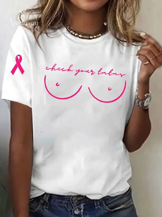Women'sCheck Your Tatas Print Casual T-shirt