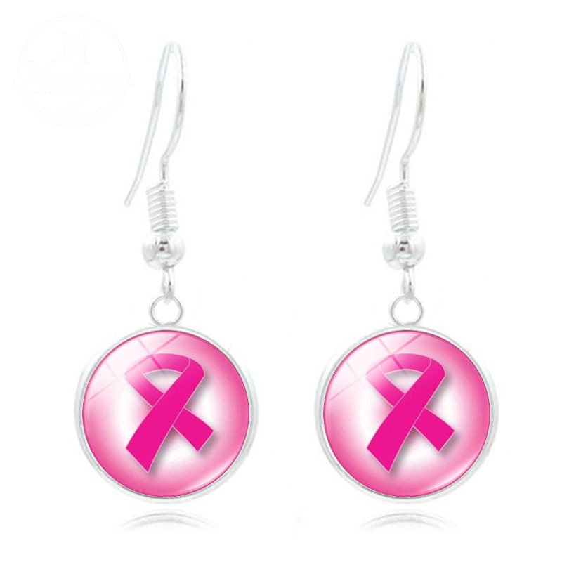 Pink Ribbon Time Gem Earrings