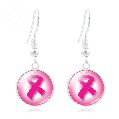 Pink Ribbon Time Gem Earrings