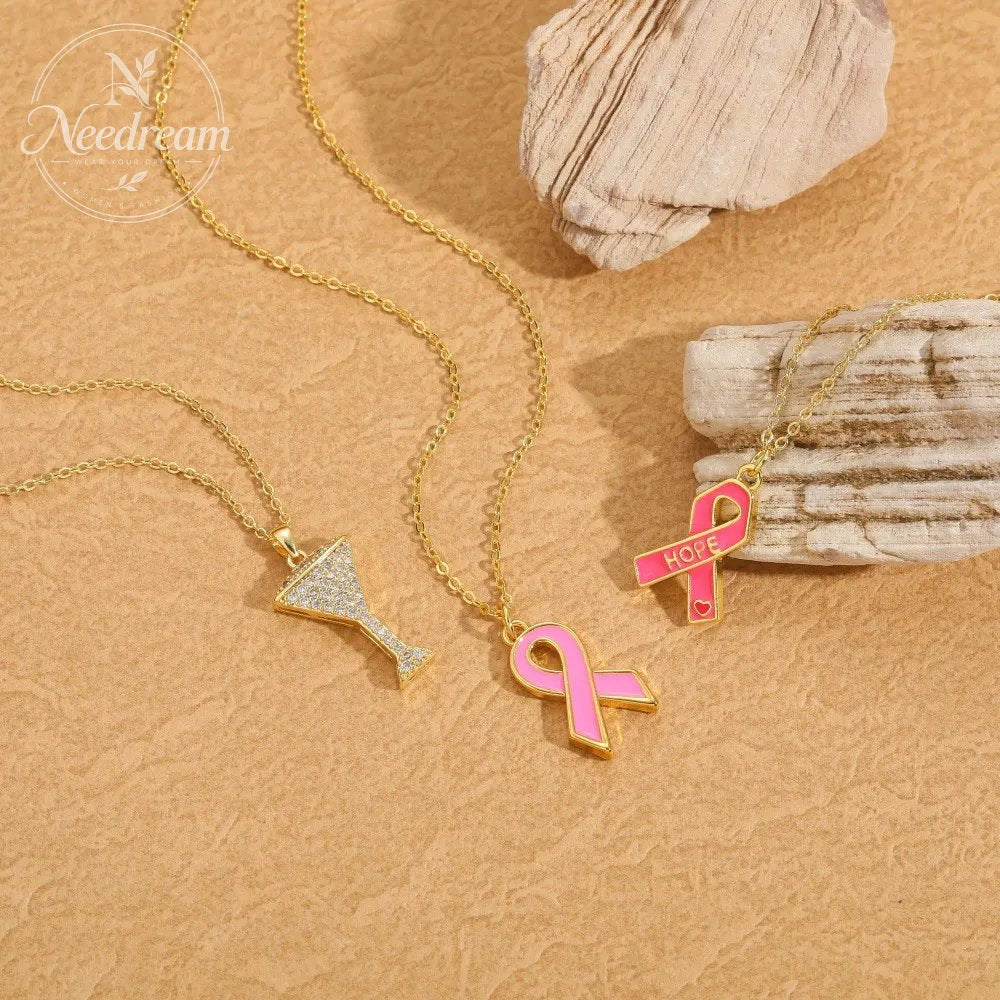 Breast Logo Pink Scarf Shaped Necklace
