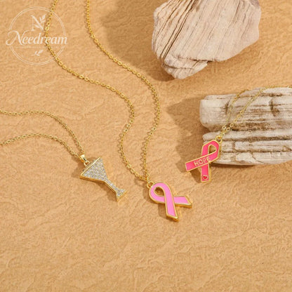 Breast Logo Pink Scarf Shaped Necklace