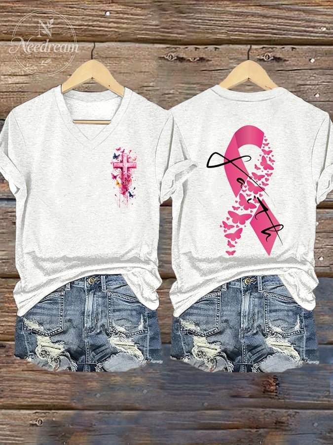 Women's Breast Cancer Printed Casual T-Shirt