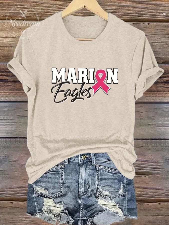 Women's Casual Breast Cancer Awareness Crew Neck Short Sleeve T-Shirt
