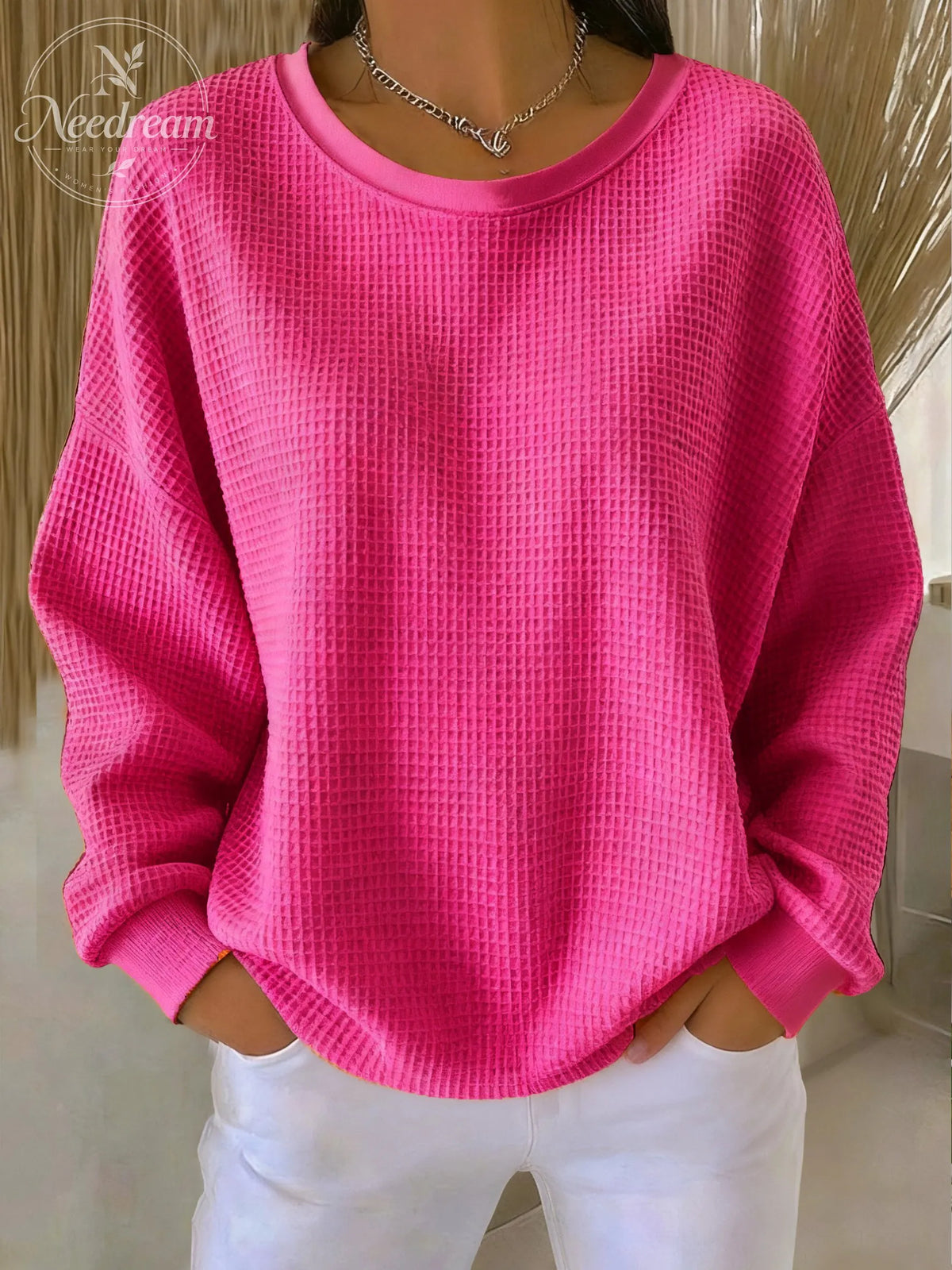 Women's casual waffle multi-color autumn and winter sweatshirt