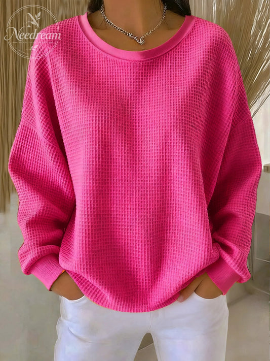 Women's casual waffle multi-color autumn and winter sweatshirt