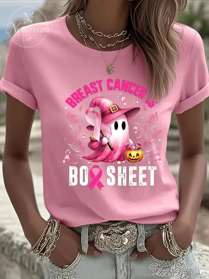 Women's CasualBreast Cancer is Boo Sheet  T-Shirt