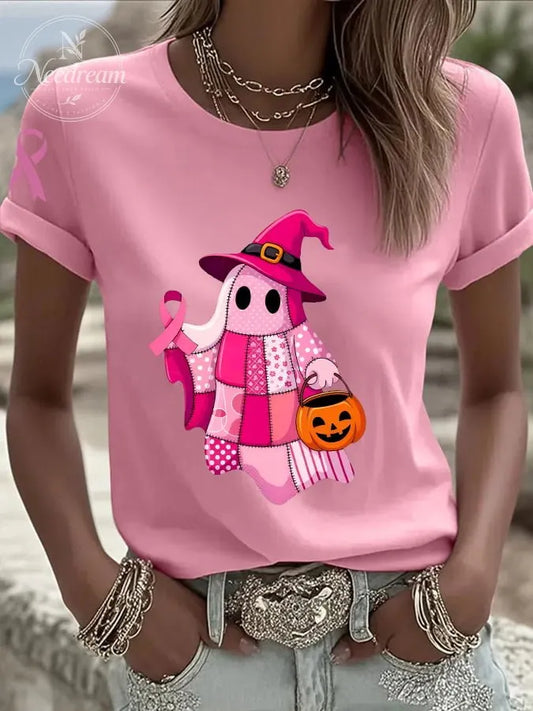 Women's Breast Cancer Print Casual T-shirt