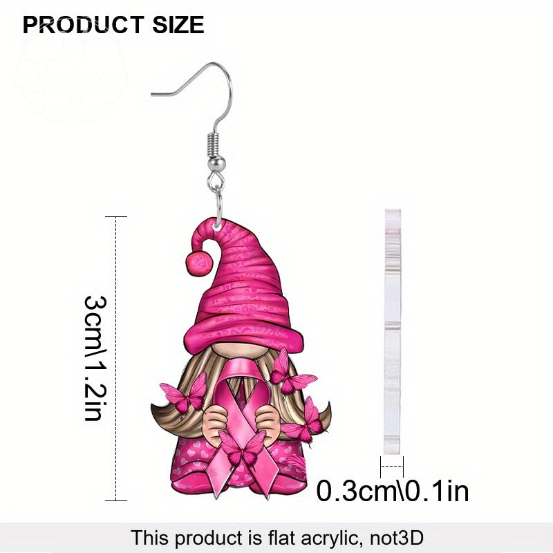 Pink Ribbon Santa Claus Earrings