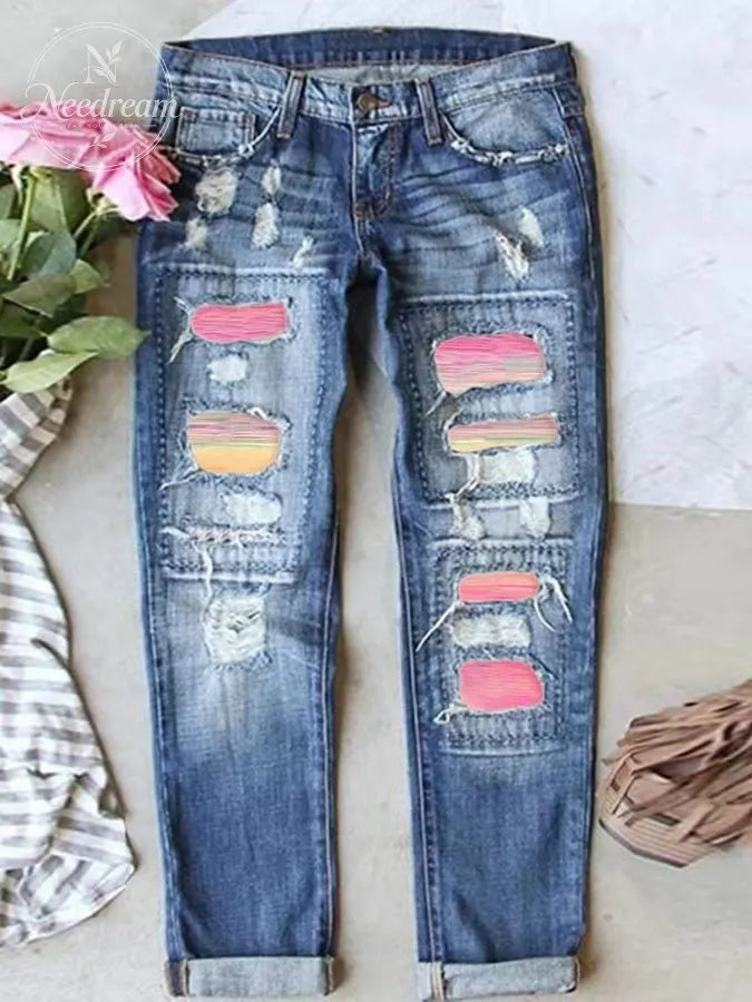 Women's Breast Cancer Awareness Washed Straight Jeans