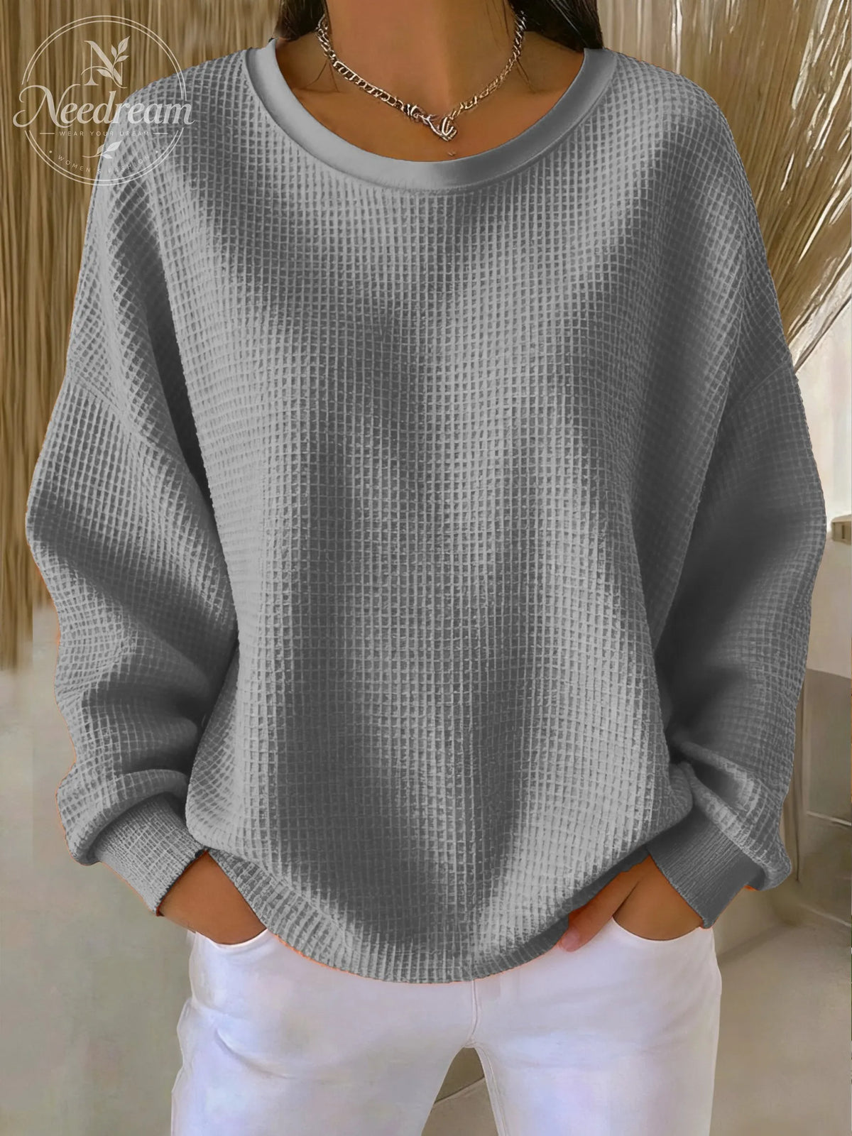 Women's casual waffle multi-color autumn and winter sweatshirt