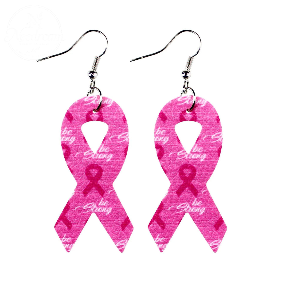 Breast Women'S Health Pink Ribbon Leather Earrings