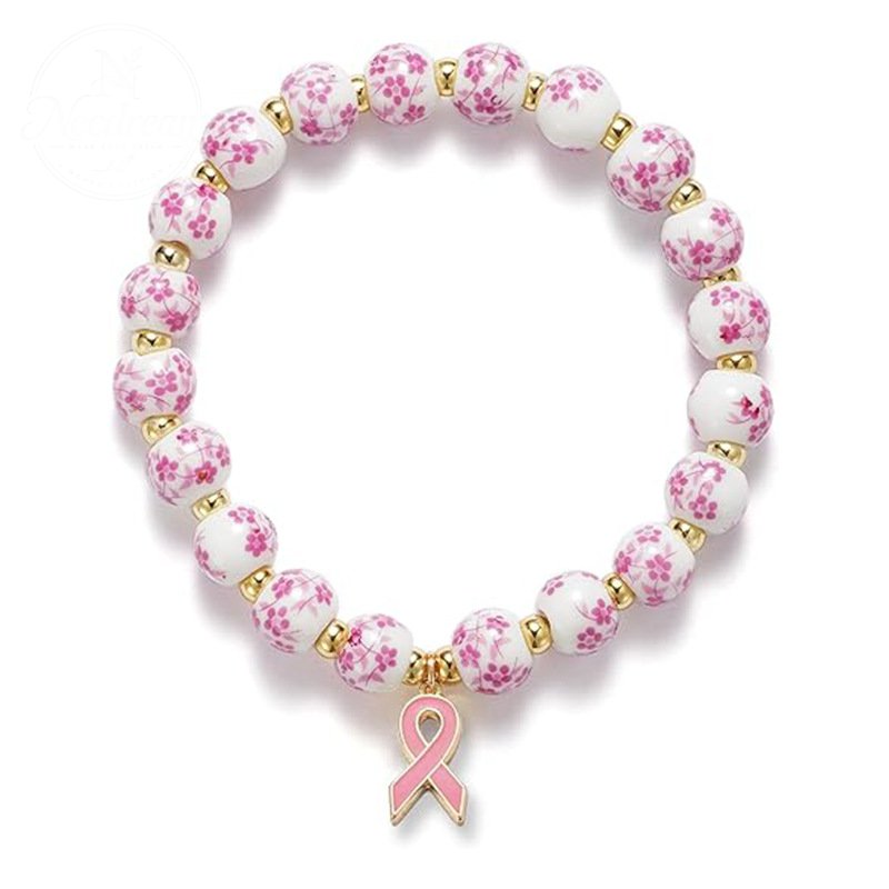 Diamond Studded Bow, Blue Blue Blue And White Porcelain Floral Bead Bracelet