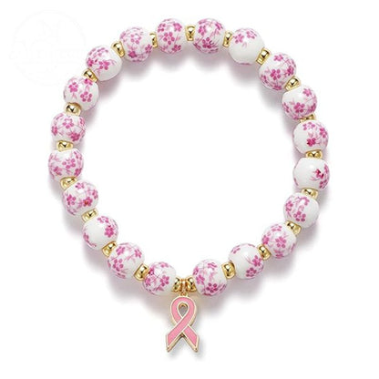 Diamond Studded Bow, Blue Blue Blue And White Porcelain Floral Bead Bracelet