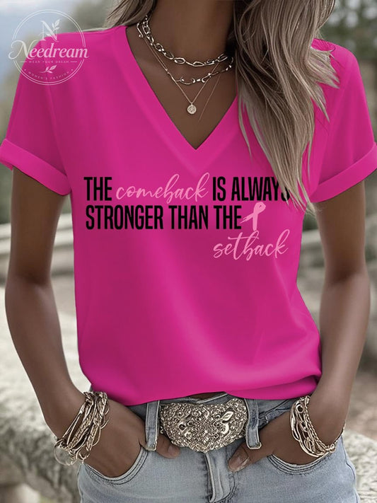 Women's Breast Cancer Awareness Print Short Sleeve T-Shirt