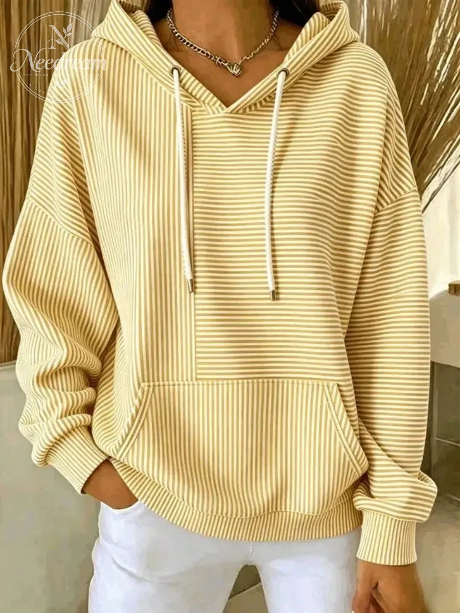Women Striped Long Sleeve Casual Daily Spring/Fall Hoodie