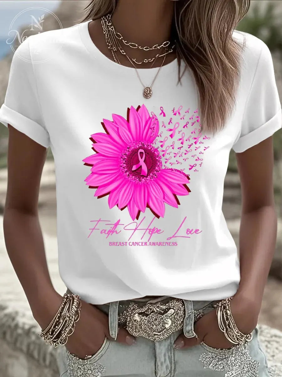 Women's Breast Cancer Faith Hope Lovr T-Shirt