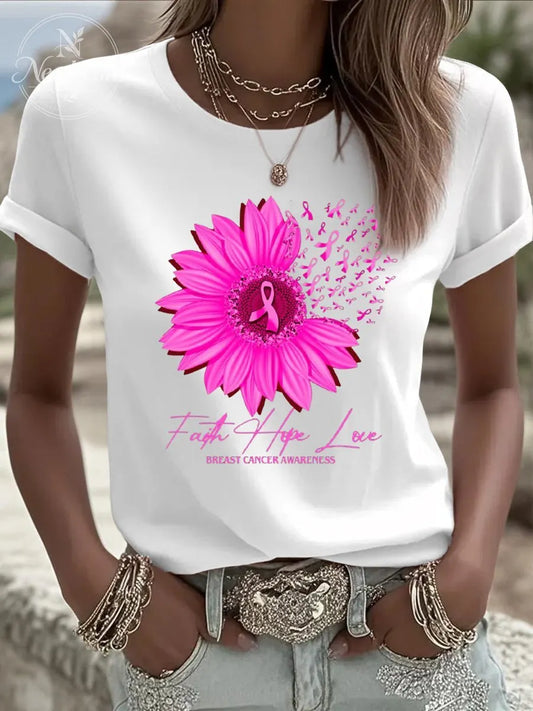 Women's Breast Cancer Faith Hope Lovr T-Shirt