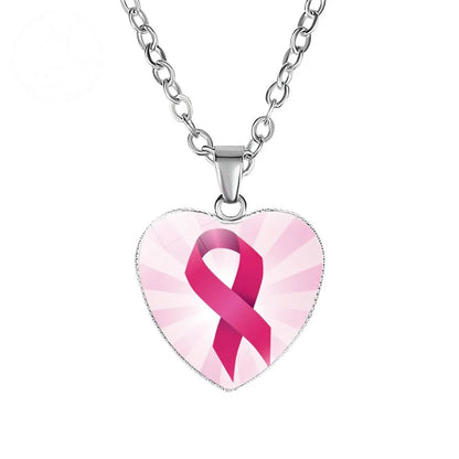 Promote Women'S Breast Logo Pink Ribbon Necklace